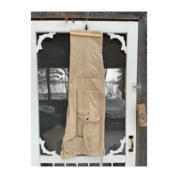Lands' End Traditional Fit Cargo Pants Trousers Tan Sz 36 100% Cotton 7 Pocket - Picture 2 of 5